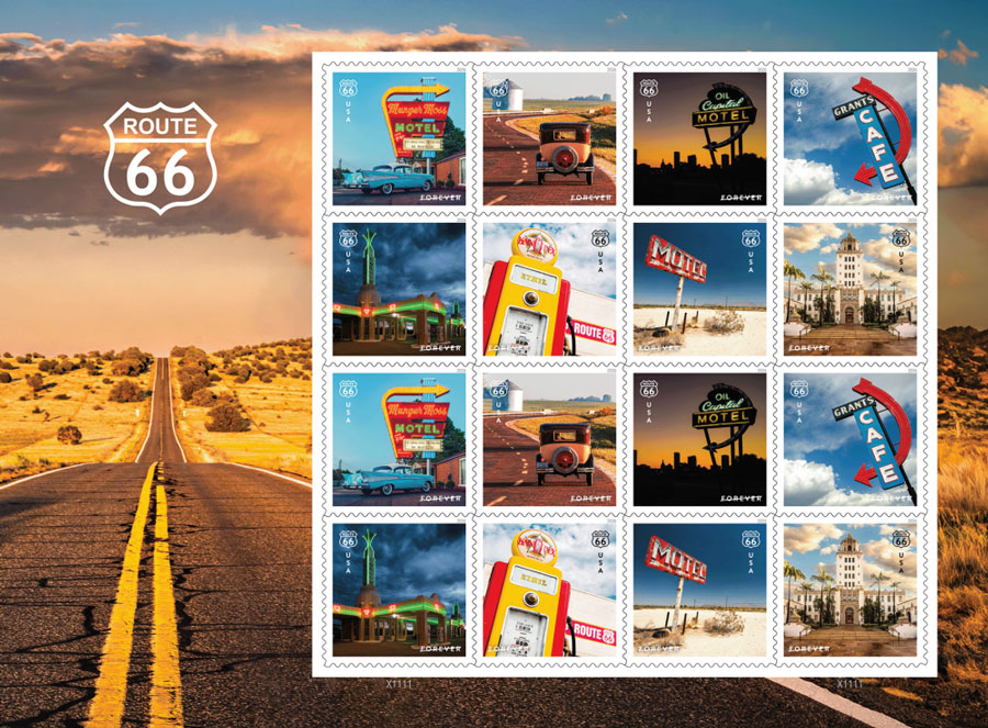Route 66 foerever stamps at Life in Classic